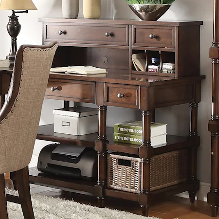 2-Drawer Credenza with 4 Shelves and 2-Drawer Hutch